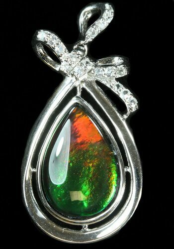 Ammolite Pendant With Sterling Silver & White Sapphires #40173